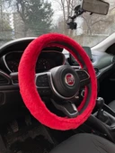 Yumuşak Tüylü Peluş Direksiyon Kılıfı Kırmızı - 1
