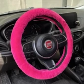 Yumuşak Tüylü Peluş Direksiyon Kılıfı Fuşya Pembe - 1