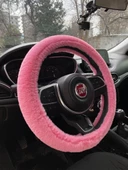 Yumuşak Tüylü Peluş Direksiyon Kılıfı Şeker Pembe - 1