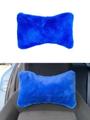Yumuşak Peluşlu Ortopedik Araba Seyahat Boyun Yastığı Tekli Mavi - 1