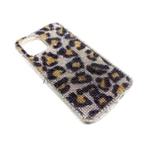 iPhone 12 Uyumlu Kristal Taşlı Telefon Kılıfı Leopar Desen - 1