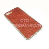 iPhone 7/8 Plus Uyumlu Kristal Taşlı Telefon Kılıfı Kırmızı - 1