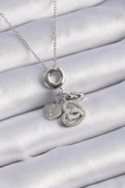 316L Çelik Gümüş Renk Zirkon Taş Detay Kalp Model Charm Kadın Kolye - TJ-BKO9305 - 1