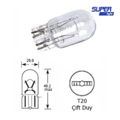 Super Light T20 Dipsiz Halojen Park Ampulü Çift Duy 1 Adet - 1