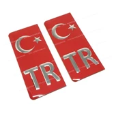 TR Plaka Arması Metal Etiket Sticker Kırmızı 2'li thumbnail 1