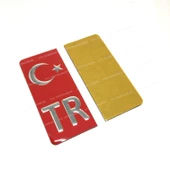 TR Plaka Arması Metal Etiket Sticker Kırmızı 2'li thumbnail 2