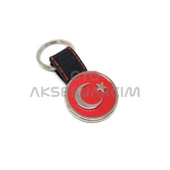 Türk Bayrağı Silikon Luxury Metal Oto Anahtarlık Siyah - 1