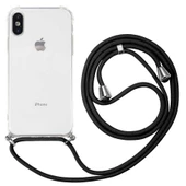 Apple iPhone XS 5.8 - Kılıf Şeffaf İp Askılı Koruyucu X-rop Kapak - 5