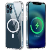 Apple iPhone 12 Pro Max - Kılıf Wireless Şarj Özellikli Şeffaf Sert Koruyucu Tacsafe Kapak - 1