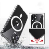 Apple iPhone 12 Pro - Kılıf Wireless Şarj Özellikli Şeffaf Sert Koruyucu Tacsafe Kapak thumbnail 2