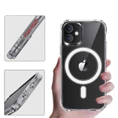 Apple iPhone 12 Pro Max - Kılıf Wireless Şarj Özellikli Şeffaf Sert Koruyucu Tacsafe Kapak - 6