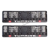 Türkiye Bayraklı Kabartma Plastik Plakalık Plaka Altlığı Çıtalı 2'li - 1