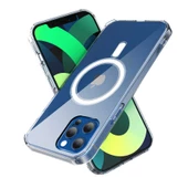 Apple iPhone 13 Mini - Kılıf Wireless Şarj Özellikli Şeffaf Sert Koruyucu Tacsafe Kapak thumbnail 6