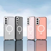 Samsung Galaxy S22 - Kılıf Wireless Şarj Özellikli Şeffaf Sert Koruyucu Tacsafe Kapak thumbnail 5