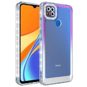 Xiaomi Redmi 9C - Kılıf Simli ve Renk Geçiş Tasarımlı Lens Korumalı Park Kapak - 1