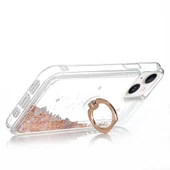 Apple iPhone 14 - Kılıf Yüzüklü Simli Sıvılı Milce Kapak thumbnail 3