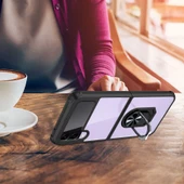 Samsung Galaxy Z Flip 4 - Kılıf Yüzüklü Arkası Şeffaf Koruyucu Mola Kapak - 8