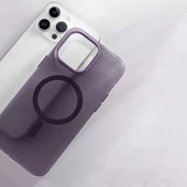 Apple iPhone 14 Pro Max - Kılıf Magsafe Şarj Özellikli Buzlu Sert PC Tuval Kapak thumbnail 4