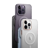 Apple iPhone 14 Pro Max - Kılıf Magsafe Şarj Özellikli Buzlu Sert PC Tuval Kapak thumbnail 3