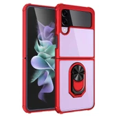 Samsung Galaxy Z Flip 4 - Kılıf Yüzüklü Arkası Şeffaf Koruyucu Mola Kapak - 7