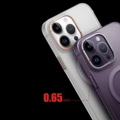 Apple iPhone 14 Pro Max - Kılıf Magsafe Şarj Özellikli Buzlu Sert PC Tuval Kapak thumbnail 2