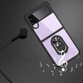 Samsung Galaxy Z Flip 4 - Kılıf Yüzüklü Arkası Şeffaf Koruyucu Mola Kapak - 6