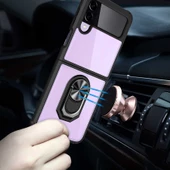 Samsung Galaxy Z Flip 4 - Kılıf Yüzüklü Arkası Şeffaf Koruyucu Mola Kapak - 3