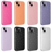 Apple iPhone 13 - Kılıf Kamera Korumalı Simli Lüks Koton Kapak - 2