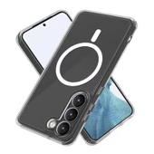 Samsung Galaxy S23 - Kılıf Magsafe Şarj Özellikli Şeffaf Sert PC Embos Kapak thumbnail 2