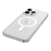 Apple iPhone 14 Pro Max - Kılıf Wireless Şarj Özellikli Şeffaf Tek Kamera Çerçeveli Porto Kapak - 3
