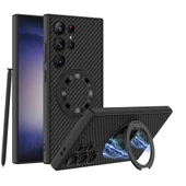 Samsung Galaxy S24 Ultra - Kılıf Wireless Şarj Özellikli Kıpta Standlı Magsafe Silikon Kapak thumbnail 1