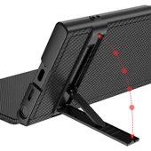 Samsung Galaxy S24 Ultra - Kılıf Kamera Korumalı Karbon Tasarım Droga Standlı Kartlıklı Kapaklı Kılıf thumbnail 2