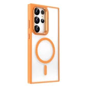 Samsung Galaxy S24 Ultra - Kılıf Magsafe Şarj Özellikli Standlı Magsafe Klon Kapak thumbnail 2