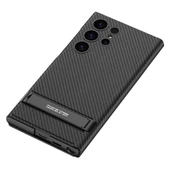 Samsung Galaxy S24 Ultra - Kılıf Kamera Korumalı Karbon Tasarım Droga Standlı Kartlıklı Kapaklı Kılıf thumbnail 3