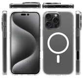 Apple iPhone 16 Pro - Kılıf Magsafe Şarj Destekli Şeffaf Sert PC Embos Kapak thumbnail 4