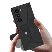 Samsung Galaxy Z Fold 6 - Kılıf Kamera Korumalı Kadife Tasarımlı Kıpta Kalemli Fest Kapak - 3