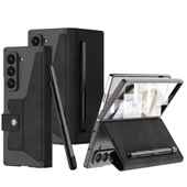 Samsung Galaxy Z Fold 6 - Kılıf Kamera Korumalı Kadife Tasarımlı Kıpta Kalemli Fest Kapak - 1
