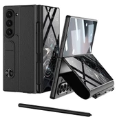 Samsung Galaxy Z Fold 6 - Kılıf Kamera Korumalı Kartlıklı Kalem Bölmeli Kıpta Marble Drago Kılıf thumbnail 4