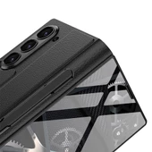 Samsung Galaxy Z Fold 6 - Kılıf Kamera Korumalı Kartlıklı Kalem Bölmeli Kıpta Marble Drago Kılıf thumbnail 3