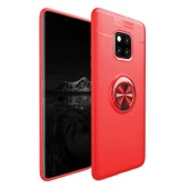 Huawei Mate 20 Pro - Kılıf Yüzüklü Karbon Ravel Silikon Kapak thumbnail 1