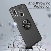 Huawei P Smart 2019 - Kılıf Yüzüklü Karbon Ravel Silikon Kapak thumbnail 5