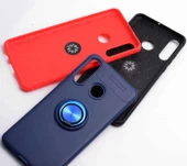 Huawei P30 Lite - Kılıf Yüzüklü Karbon Ravel Silikon Kapak thumbnail 4