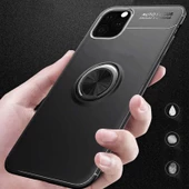 Apple iPhone 11 Pro Max - Kılıf Yüzüklü Karbon Ravel Silikon Kapak - 7
