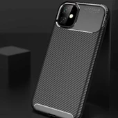 Apple iPhone 11 - Kılıf Auto Focus Karbon Negro Silikon Kapak-siyah thumbnail 5