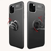 Apple iPhone 11 Pro Max - Kılıf Yüzüklü Karbon Ravel Silikon Kapak - 6