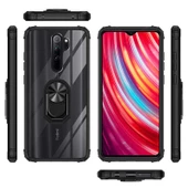 Xiaomi Redmi Note 8 Pro - Kılıf Yüzüklü Arkası Şeffaf Koruyucu Mola Kapak - 3