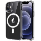 Apple iPhone 12 Mini - Kılıf Wireless Şarj Özellikli Şeffaf Sert Koruyucu Tacsafe Kapak - 1