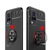 Vivo V21 - Kılıf Yüzüklü Karbon Ravel Silikon Kapak - 8