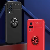 Vivo V21 - Kılıf Yüzüklü Karbon Ravel Silikon Kapak - 3