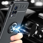 Vivo V21 - Kılıf Yüzüklü Karbon Ravel Silikon Kapak - 7